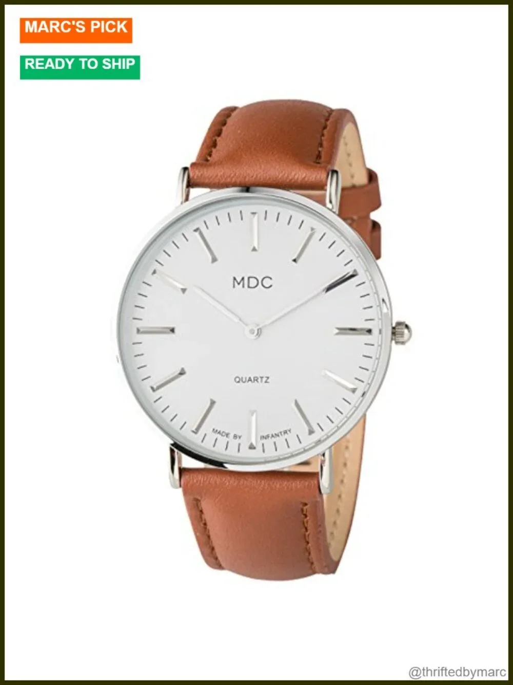 Ultra Thin Minimalist Dress Watch with Leather Band Japanese Quartz